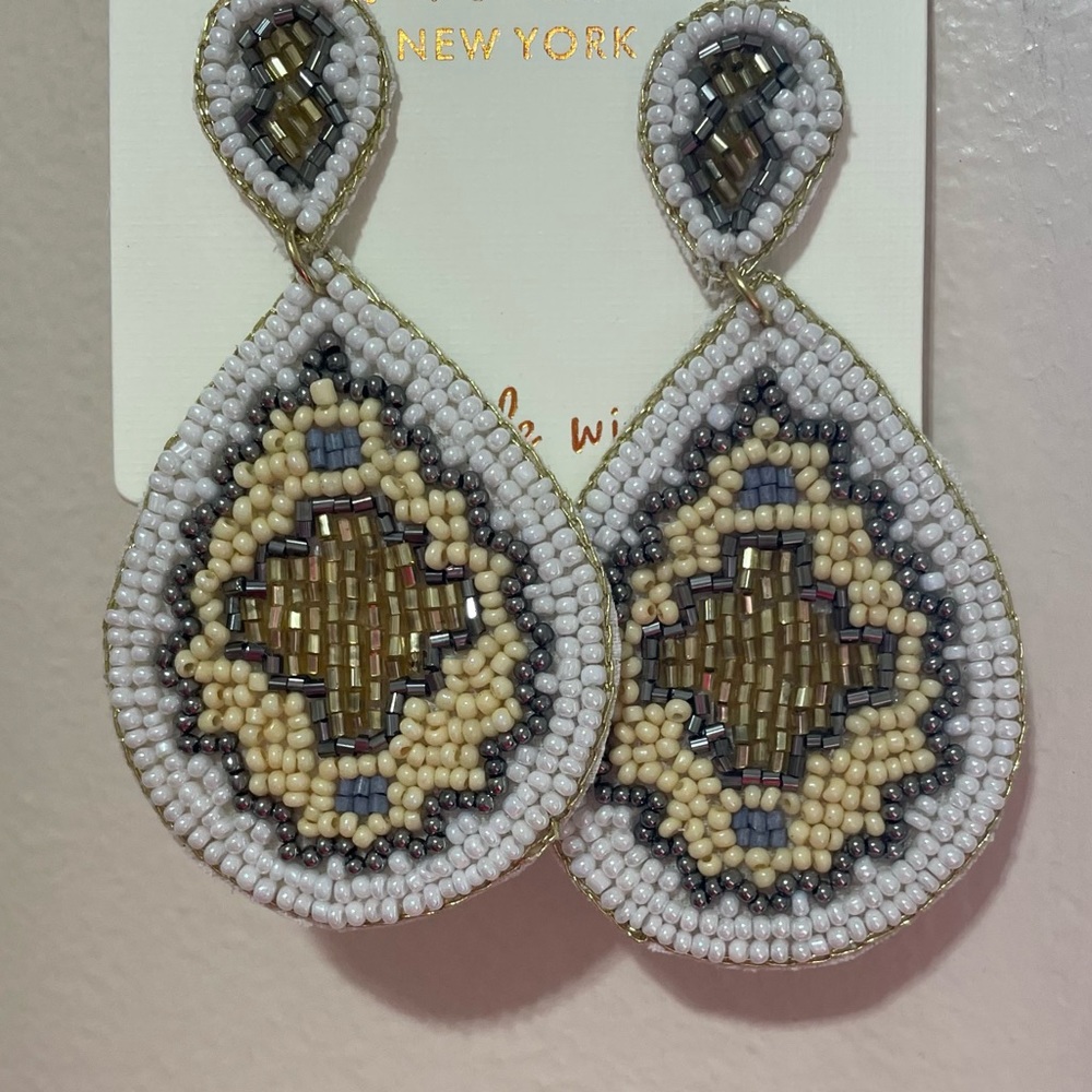 ❤️JUST IN! Boho White Multicolor Beaded Teardrop Earrings